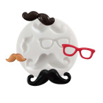 Moule en silicone thème moustache - 4 formes - diam. 7 cm