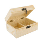 Boîte à thé 2 compartiments en bois - 14,5 x 6,5 x 10,5 cm