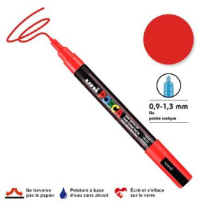 Marqueur PC-3M pointe conique fine - Rouge