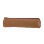 Trousse ronde en cuir naturel caramel