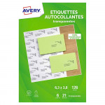 Etiquettes à adresse Transparentes 38,1 x 63,5 mm 126 pcs sur 6 feuilles A4