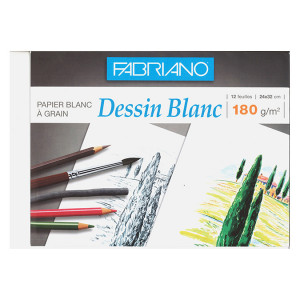Papier Dessin Blanc 180 g/m² 12 feuilles - 24 x 32 cm